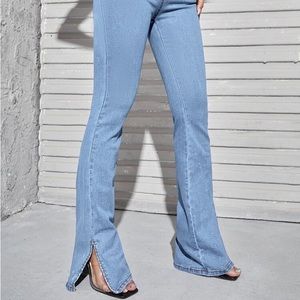 High Waist Split Hem Jeans